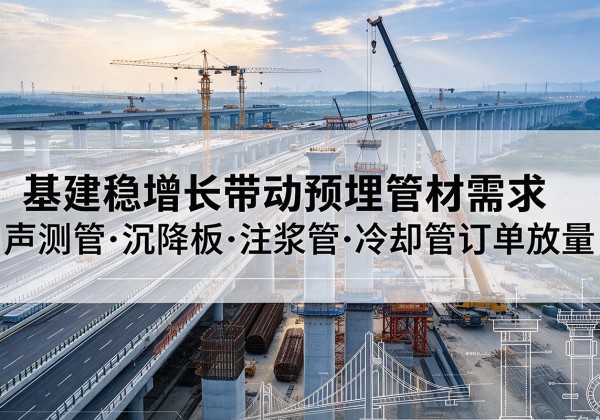 吉隆基建稳增长带动预埋监测管材需求，声测管、沉降板、注浆管订单持续放量